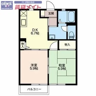 ルクプルカワイ【1階】の間取り