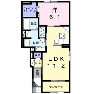 レインボーパレスI【1階】の間取り