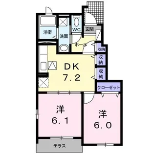 ヴィラ アイリス B棟【1階】の間取り