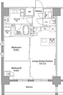 ザ・パークハビオ恵比寿プレイス【7階】の間取り