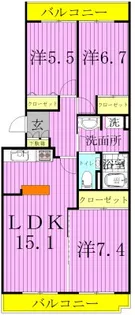 ラポール中川【4階】の間取り