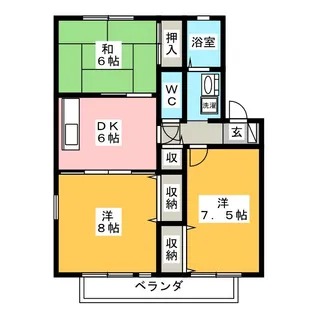 セジュールピュア B棟【1階】の間取り
