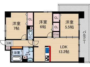 リバーフィールド茨木【4階】の間取り
