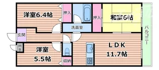 エルム摂津【1階】の間取り