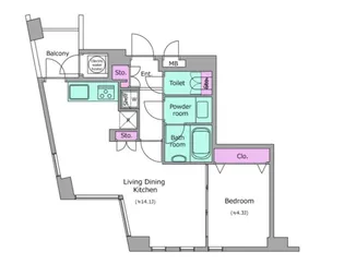 レジディアタワー乃木坂【5階】の間取り