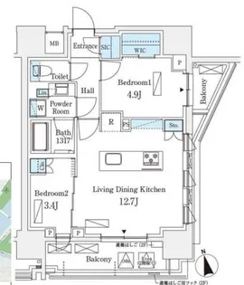 シーズンフラッツ浅草六丁目【11階】の間取り