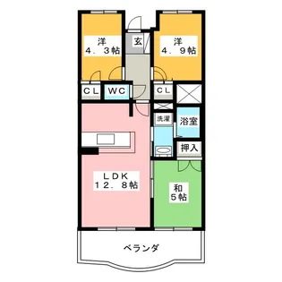 クレアトゥール佐野【3階】の間取り