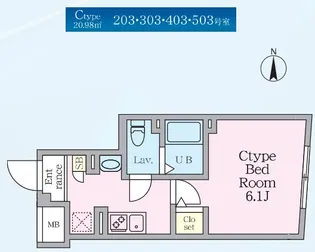 エルファーロ神楽坂III【3階】の間取り