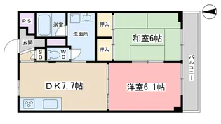 陵南ハイツ【2階】の間取り