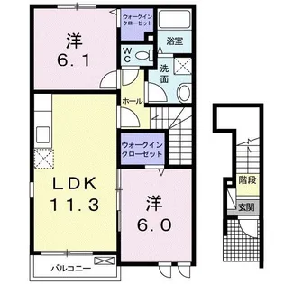 パストラル若宮【2階】の間取り