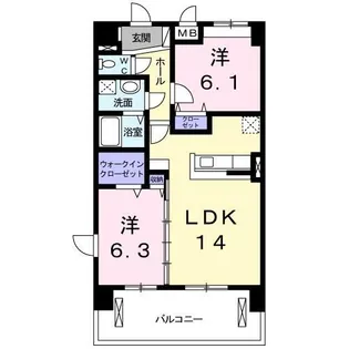 ウィズテリア港南【2階】の間取り