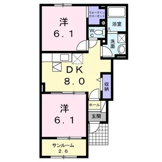 ルピナス・グリーン B【1階】の間取り