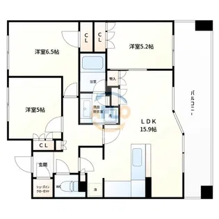 カスタリア上町台【5階】の間取り