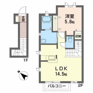 ソレアード・シェソワE【2階】の間取り