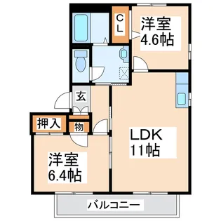 緒方アパハウス【2階】の間取り