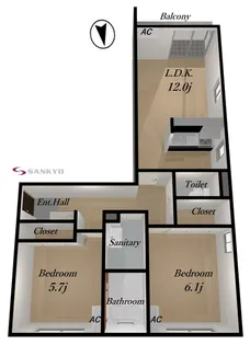 山形県山形市あこや町3【マンション】の間取り
