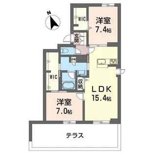 クオレール【1階】の間取り