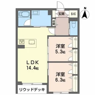 カルムメゾン【1階】の間取り