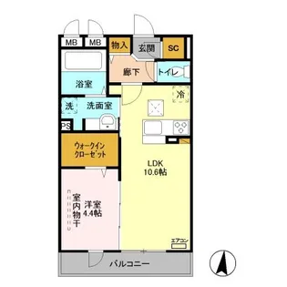 埼玉県越谷市レイクタウン6【アパート】の間取り