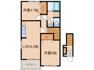 宮崎県都城市下長飯町【アパート】の間取り