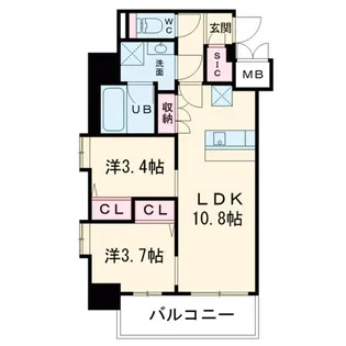 スプランディッド弁天町DUE【4階】の間取り