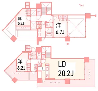 神奈川県横浜市神奈川区金港町【マンション】の間取り