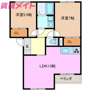 サンヒルズB棟【2階】の間取り