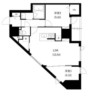 WHARF駒込【8階】の間取り