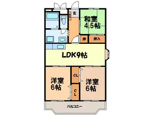 グランドハイツ野中【9階】の間取り