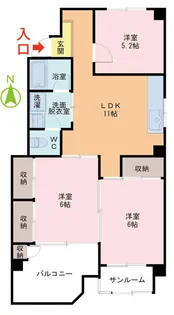 スカイメナー花堂【4階】の間取り