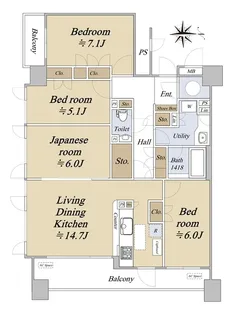 ル・サンク仙台【4階】の間取り