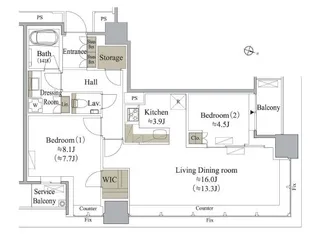 目黒MARCレジデンスタワー【11階】の間取り