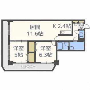 PRIME URBAN札幌 RIVER FRONT【2階】の間取り