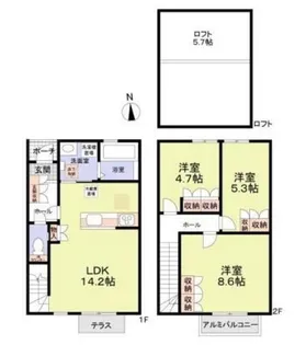 フォレストメゾン聖蹟【1階】の間取り