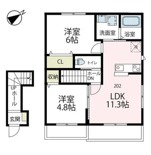 クリオコートII(仮称ユアメゾン南栗原)【2階】の間取り