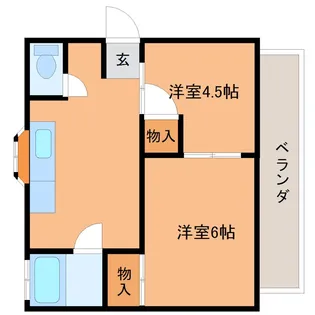 【初期費用ゼロ】マロンフラットB【2階】の間取り