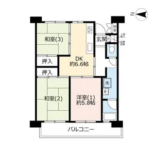 UR昭島つつじが丘ハイツ【3階】の間取り