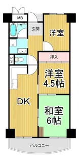 夙川グリーンタウン北棟【6階】の間取り