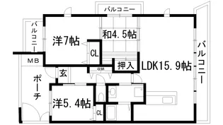 アルビス緑丘113号棟【5階】の間取り