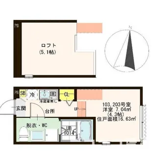 ハーモニーテラス梅島V【1階】の間取り