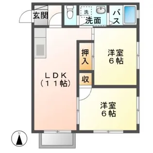 ハイツエバーグリーン B棟【2階】の間取り