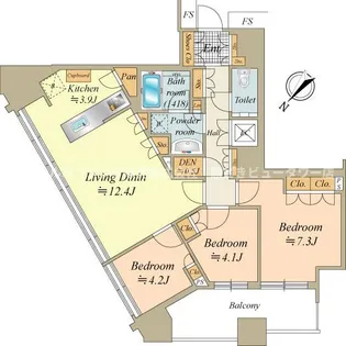 KACHIDOKI THE TOWER【21階】の間取り