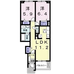 レジデンスサンヒルズII【1階】の間取り