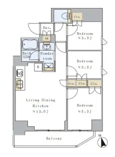 東京都台東区元浅草1【マンション】の間取り