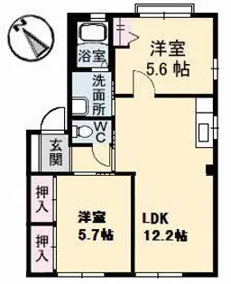 レーヴィンスKASEN 咲【1階】の間取り