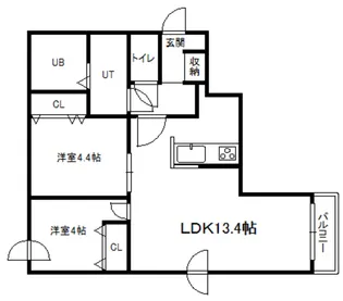 コートロティS21・B【3階】の間取り