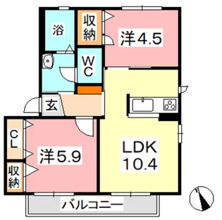パークタウン茶屋町 K【2階】の間取り