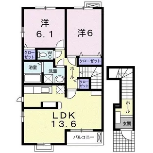シェル エトワレB【2階】の間取り