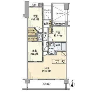 クレッセント武蔵小杉【3階】の間取り