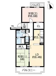 UR春日部小渕【5階】の間取り